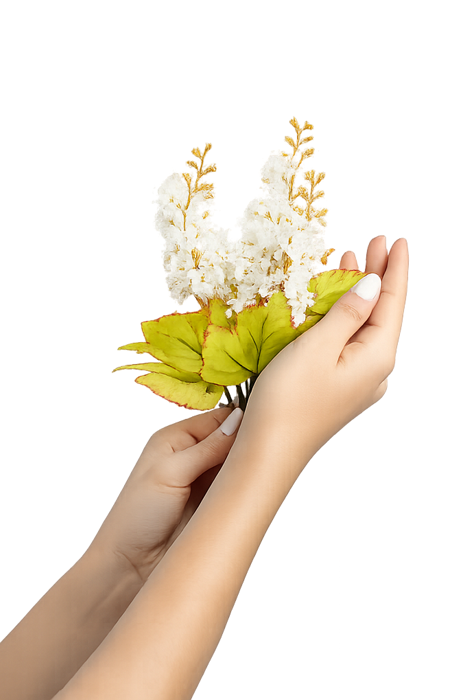 ידיים עם פרחים